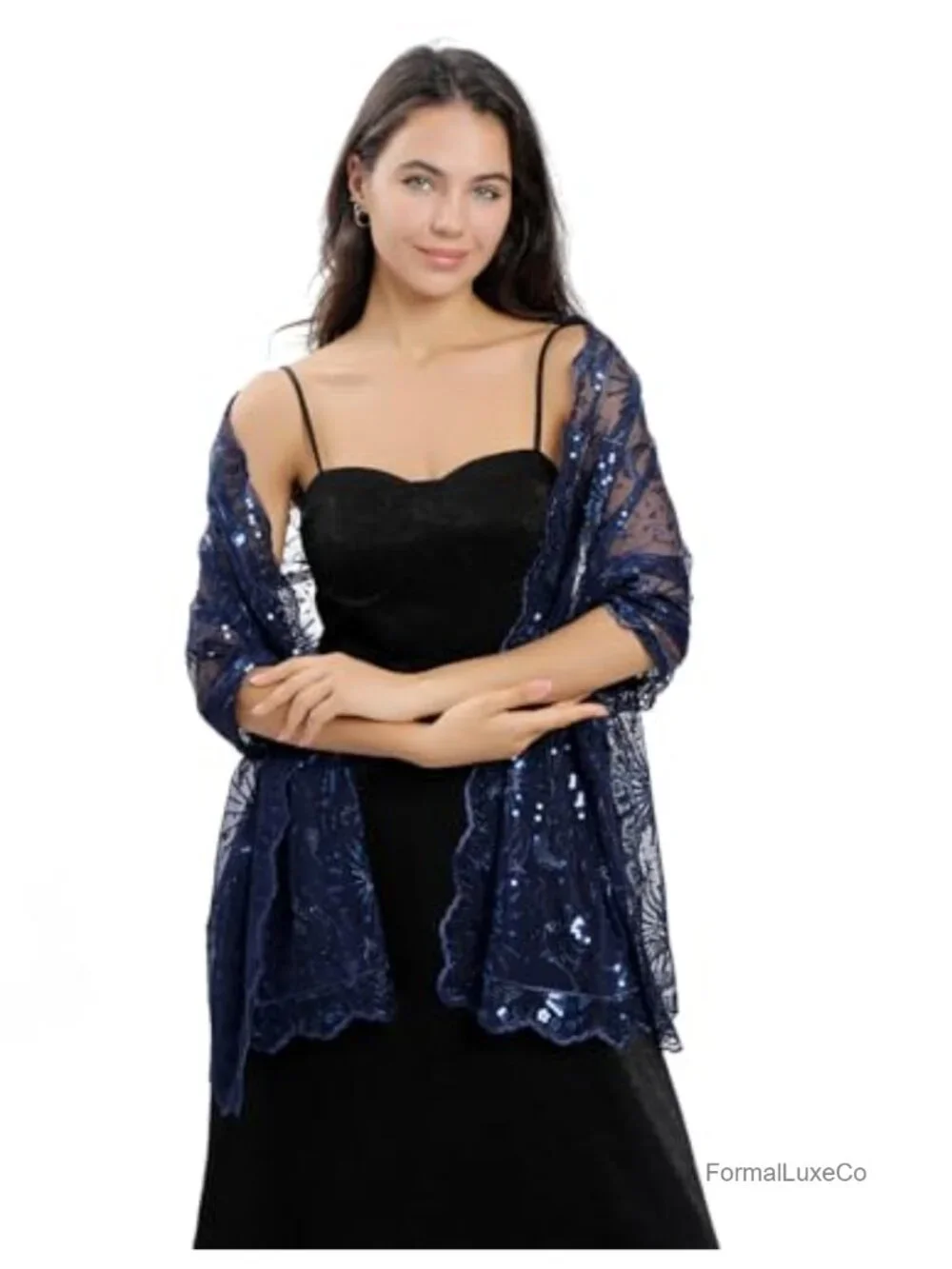 Sequined Sequin Pashmina Wrap Shawl for Bridal Evening Party Dress